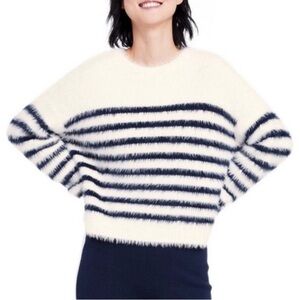 La Ligne x Target Eyelash Knit Striped Crewneck Cropped Sweater Small